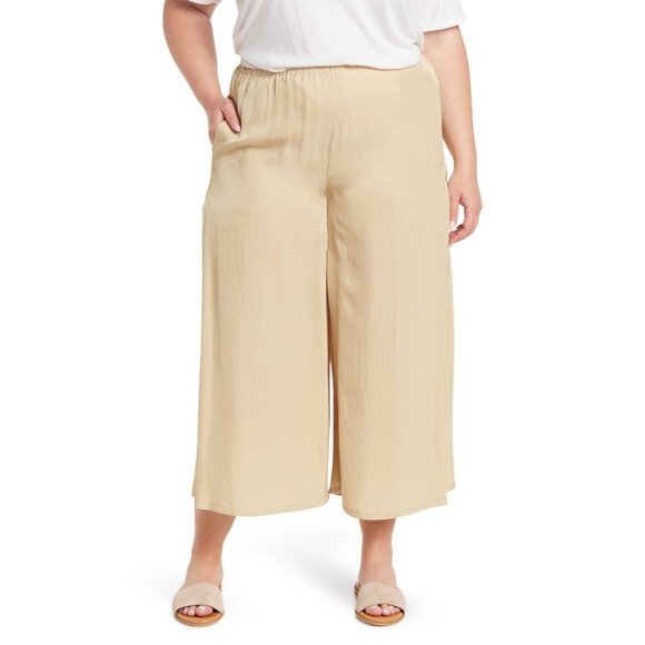 NWT Vince Drapey Satin Culotte in Maize Lightweight Super Wide Crop Pants XL - Picture 1 of 7